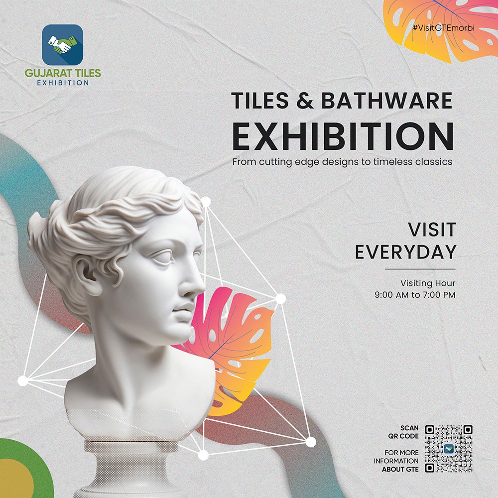 From cutting-edge designs to timeless classics, discover the finest in tiles and bathware at the Gujarat Tiles Exhibition. 

 #visitGTEmorbi #GTE2024 #TilesExhibition  #porcelaintiles #digitaltiles #walltiles #ceramictiles #floortiles #ceramic #tiles #parkingtiles