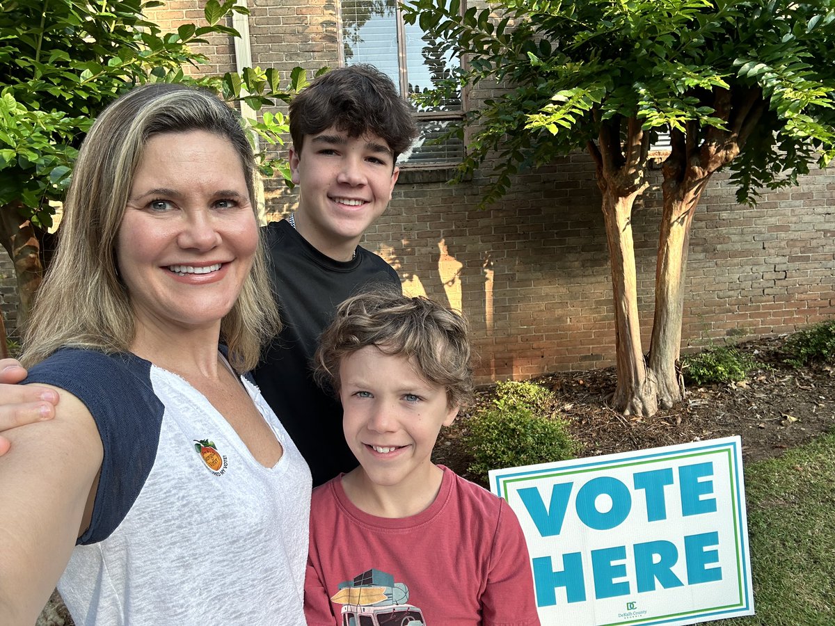 Polls are open 7 am to 7 pm! I was excited to cast my ballot with my sons by my side. Go vote today! 🗳️ #gapol