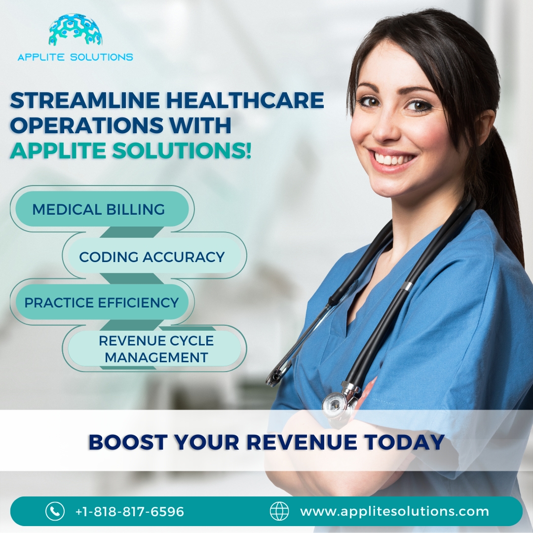 Streamline Healthcare Operations with Applite Solutions!

#MedicalBilling #HealthcareBilling #RevenueCycleManagement #InsuranceClaims #HealthcareFinance #CodingAndBilling #HealthcareReimbursement #MedicalCoding #ClaimProcessing #HealthcareAdministration #BillingAndCoding