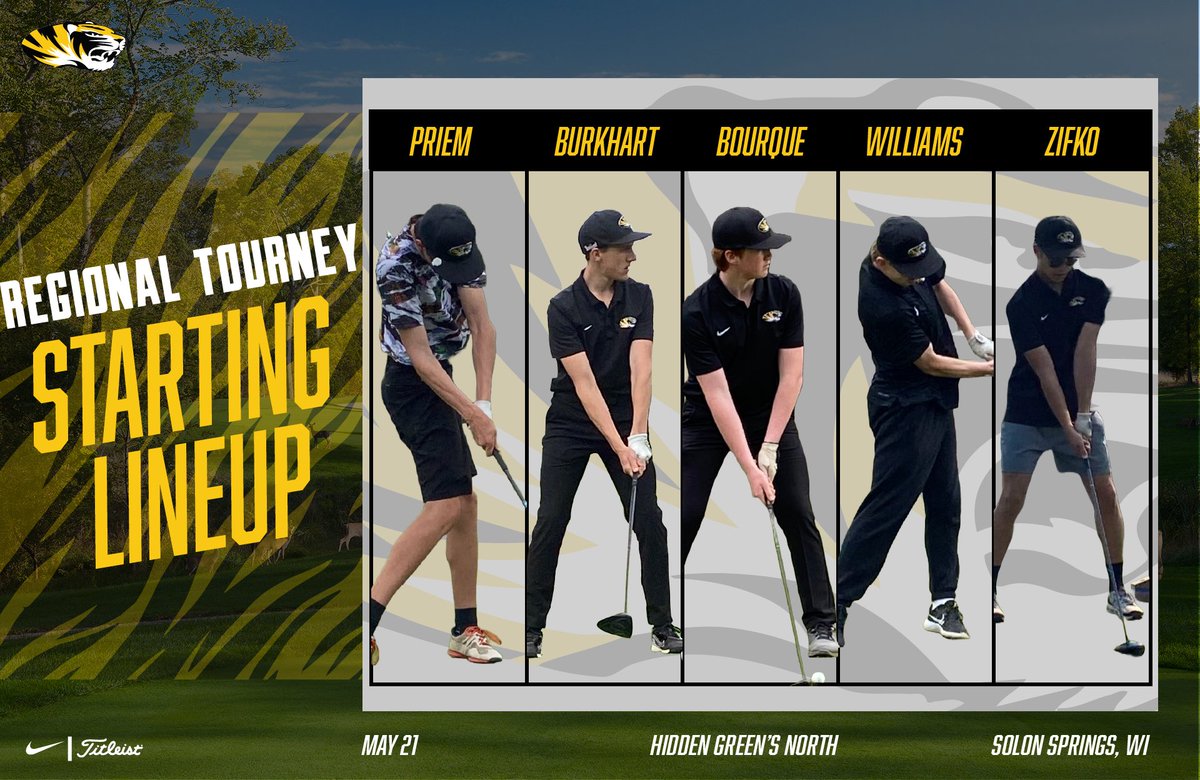 Our starting lineup for today’s WIAA Regional Tournament at Hidden Greens 

#TigersGolf
#EyepftheTiger