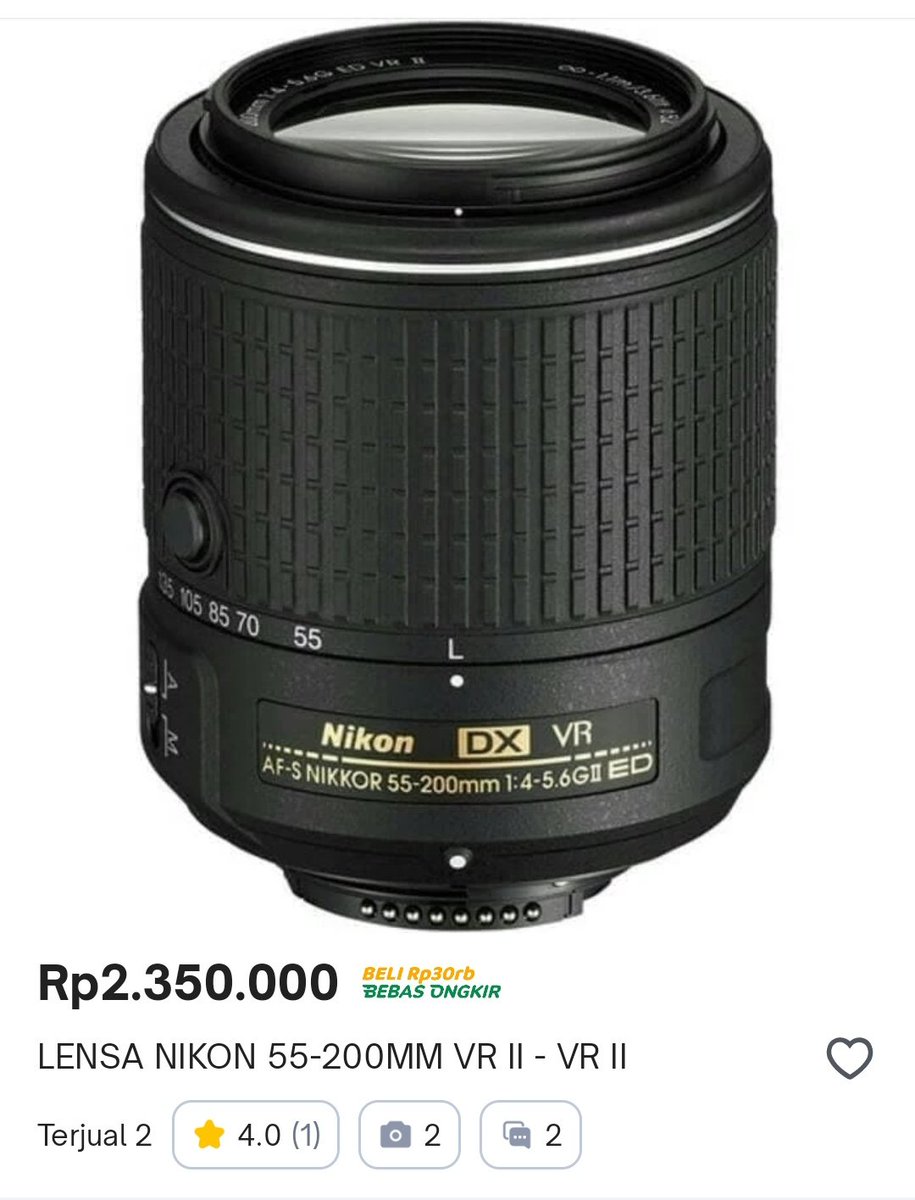 ____kamerad's tweet photo. dijual cepat Nikon AF-S DX NIKKOR 55-200mm f/4-5.6G ED VR II
Rp. 1.250.000 open nego. Lecet pemakaian normal, minat DM https://t.co/yL34whL5KJ