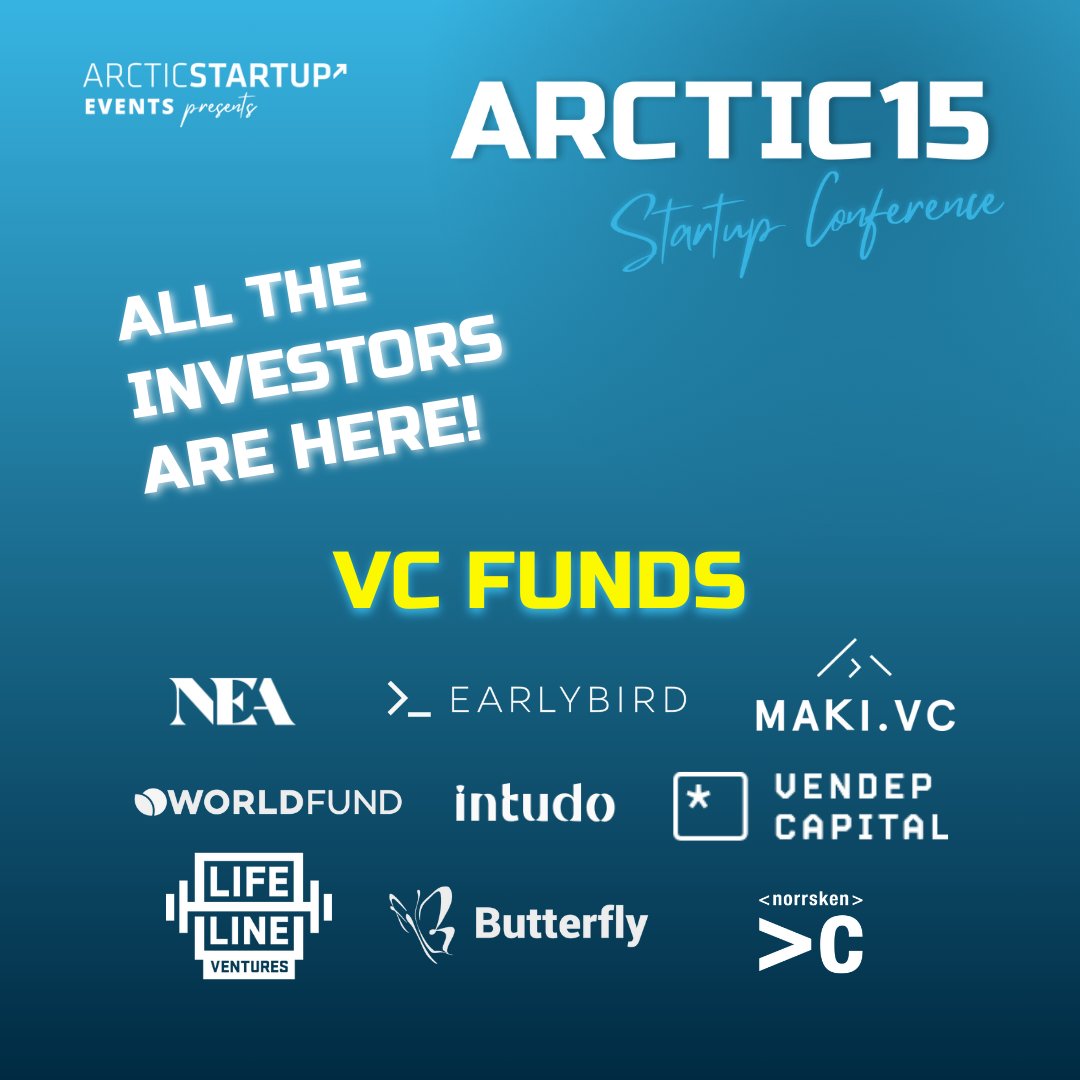 🌟Exciting news for all you startups out there!
 We're stoked to announce some of the investors joining us at Arctic15 on June 6-7th. 
Get ready to pitch your ideas and connect with the people who can help take your business to the next level 🚀
🎟️arctic15.com/arctic15-helsi…