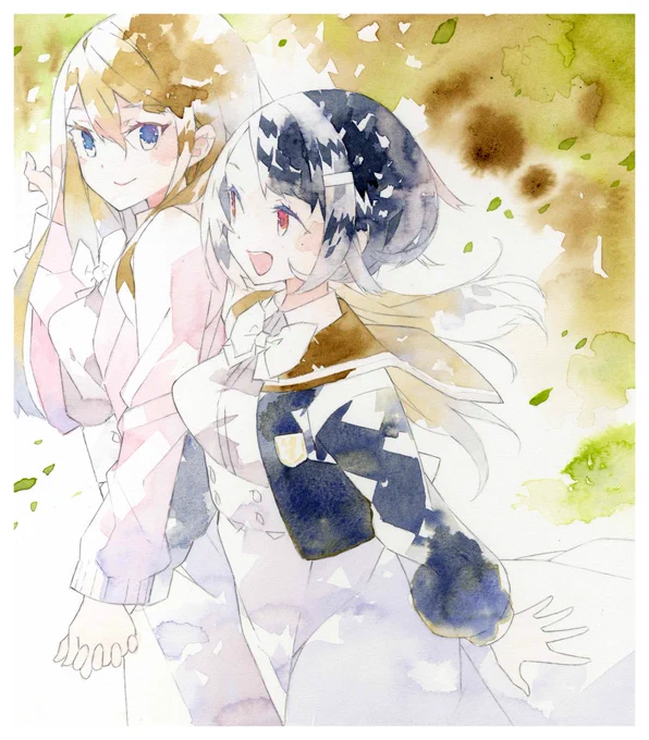 色紙:ウォーターフォード水彩色紙 使用画材:透明水彩/珈琲/鉛筆 #COMITIA148 #透明水彩 #アナログ絵