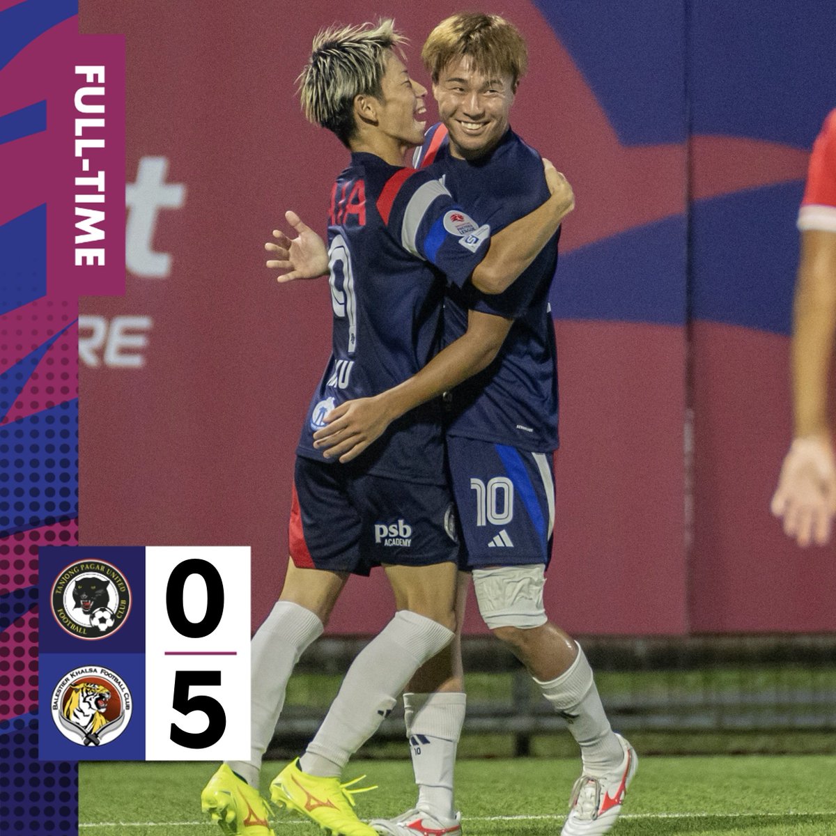 TeamSingaFR's tweet photo. #SGPremierLeague 2024/25 - Journée 2

TANJONG PAGAR UNITED 🐆 0-5 BALESTIER KHALSA 🐯

[0-1, 20'] Kodai Tanaka 🇯🇵
[0-2, 37'] Kodai Tanaka 🇯🇵
[0-3, 45'] Riku Fukashiro 🇯🇵
[0-4, 60'] Riku Fukashiro 🇯🇵
[0-5, 90'] Amiruldin Asraf

🟥: 55' Faizal Roslan (🐆) https://t.co/8ORXD1WfaW
