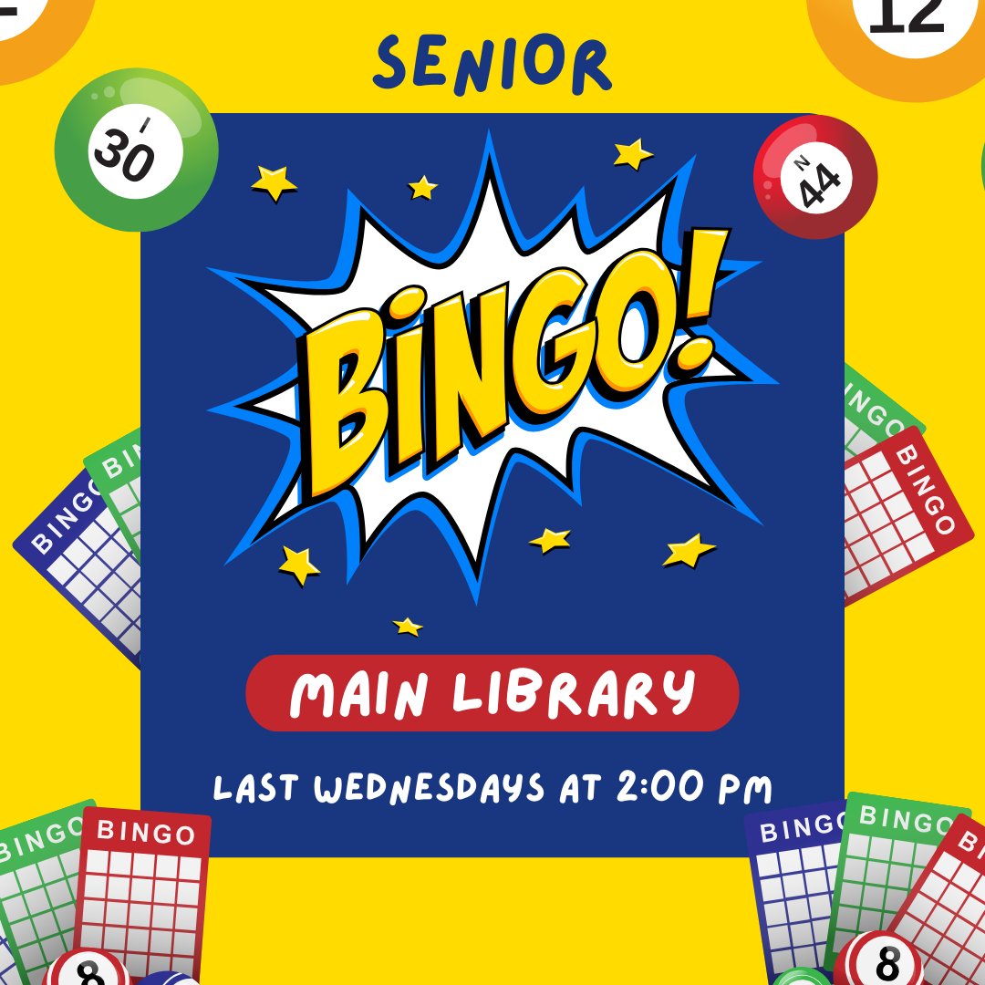 Do you like to play BINGO? Come join us the last Wednesday of each month at Main Library! Registration is encouraged, but not required. See the library calendar for more details or call 910-798-6347.
