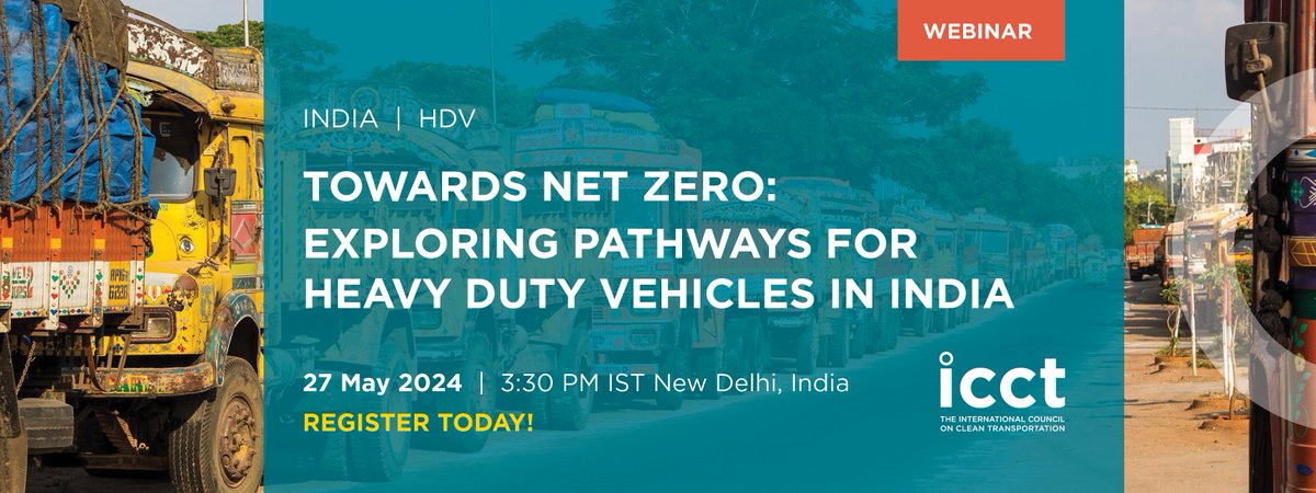 🚚💨 Our #webinar on May 27th at 3:30PM IST will explore the potential pathways for #decarbonizing India's #HDV sector through innovative vehicle technologies and fuel alternatives.

Secure your spot ➡️ us06web.zoom.us/webinar/regist…

#NetZero #ElectricVehicles #SustainableTransport