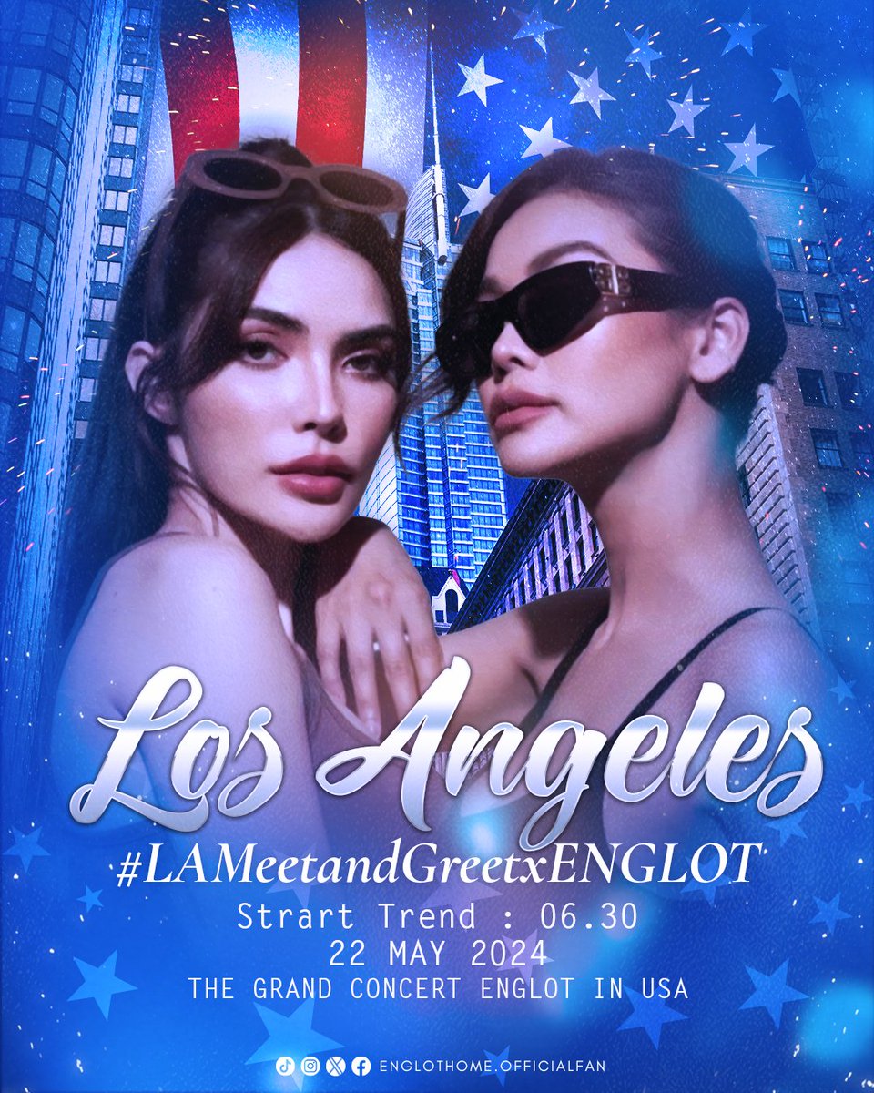 🎶เตรียมพบกับ “อิงฟ้า & ชาล็อต” ในงาน Meet & Greet @ Los Angeles​ USA 🇺🇸 📌ร่วม​เทรนด์​ผ่าน​แฮชแท็ก 🗓️22 พ.ค.67 | Meet and Greet #.LAMeetandGreetxENGLOT ⏰Start​ Trend​ : 06.30 น. #ENGLOTUSATour2024 #TheGrandConcertENGLOTinUSA​ #อิงฟ้ามหาชน #EngfaWaraha #ชาล็อตออสติน