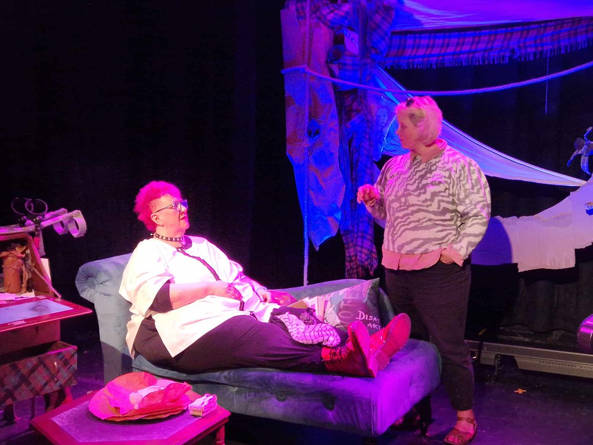 Fantastic things happening in <a href="/arcstockton/">arcstockton</a> 's studio theatre. Set by Kim McDermottroe, lighting by Kamilla Jonsson and Mucic by Beccy Owen. Vici and Beccy pictured. Eek - 23 May 7pm. Directed by Bex Bowsher, Movt dir Alicia Meehan, costume by Amy Watts. arconline.co.uk/whats-on/unrul…