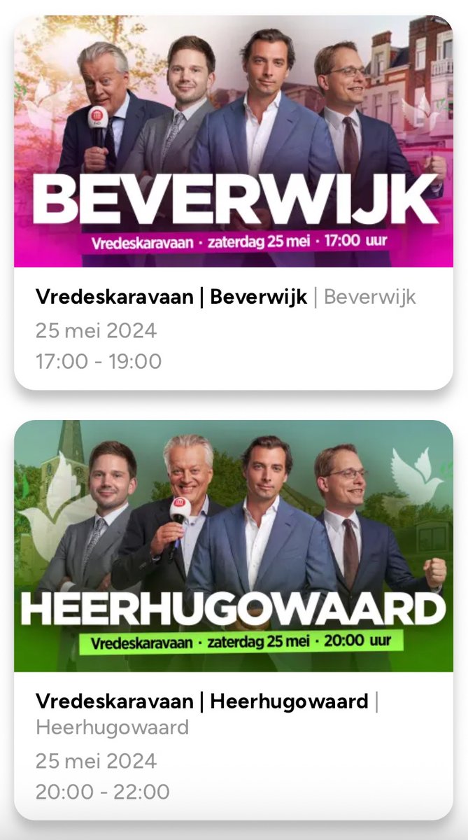 Op 25 mei komt FVD met de Vredeskaravaan naar Beverwijk en Heerhugowaard! Wees erbij! De precieze locaties zullen we spoedig delen. #FVD #Vredeskaravaan