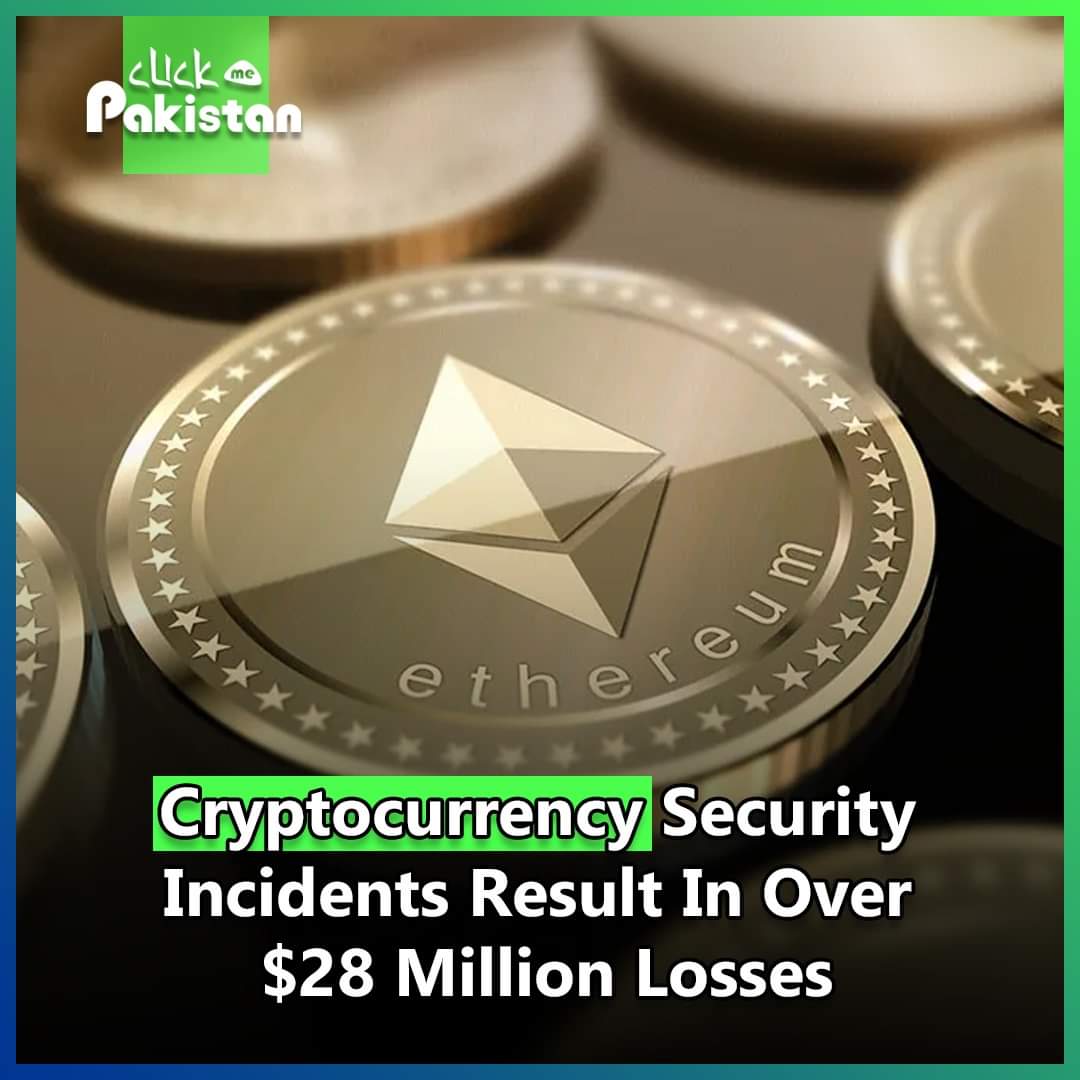 ClickMePakistan's tweet photo. the cryptocurrency sector experienced a series of security incidents last week, resulting in total losses exceeding $28M. The incidents included a flash loan attack on https://t.co/0fy9F3xalL, which led to a loss of $1.9M. 

#clickmepakistan #cryptocurrency #security #incidents https://t.co/8j2XeIIS2Y