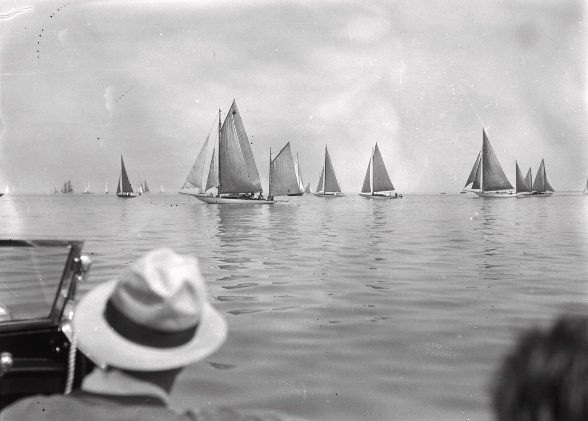 Sailboats at unknown location, Norway, ~1930