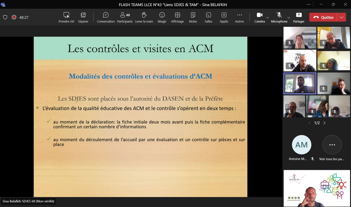 #FlashTeams <a href="/LeoLagrange/">Fédération Léo Lagrange</a> #LLA sur la règlementation des #ACM en présence de Sina BELAFKIH de la #DSDEN69. #ProtectionMineurs #HonorabilitéIntervenants #Locaux #Contrôle mais également quelques mots éducatifs et notamment la prise en compte des #JOP dans nos PP de cet été 🥇 🥈 🥉