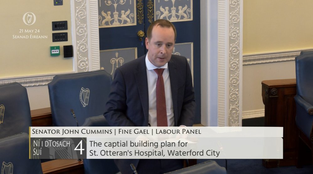 #Seanad Commencement Matter 3: Senator John Cummins @SeeryKearney – To the Minister for Children, Equality, Disability, Integration and Youth: The capital building plan for St. Otteran's Hospital, Waterford City . bit.ly/2WW5Fwa #SeeForYourself