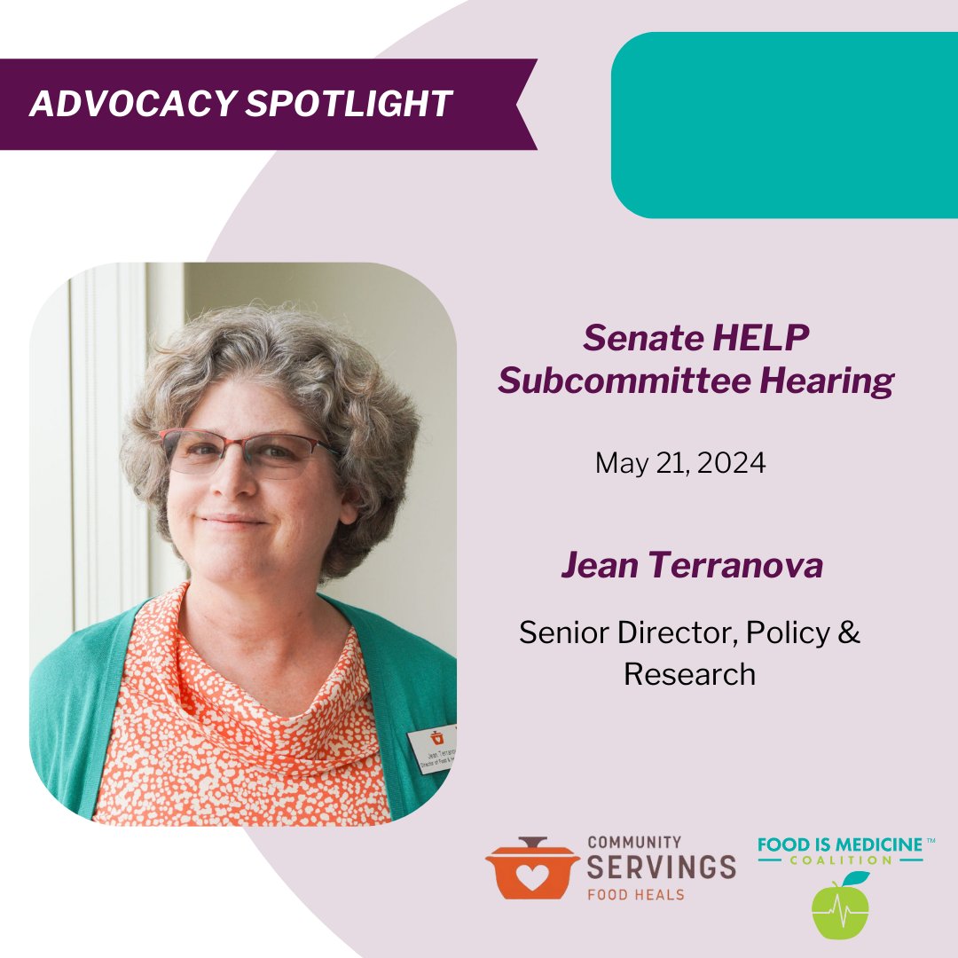 Thank you Jean Terranova and @Communityserv for your advocacy on #foodismedicine and the need for increased research funding at today's Senate HELP Subcommittee Hearing in Washington D.C.