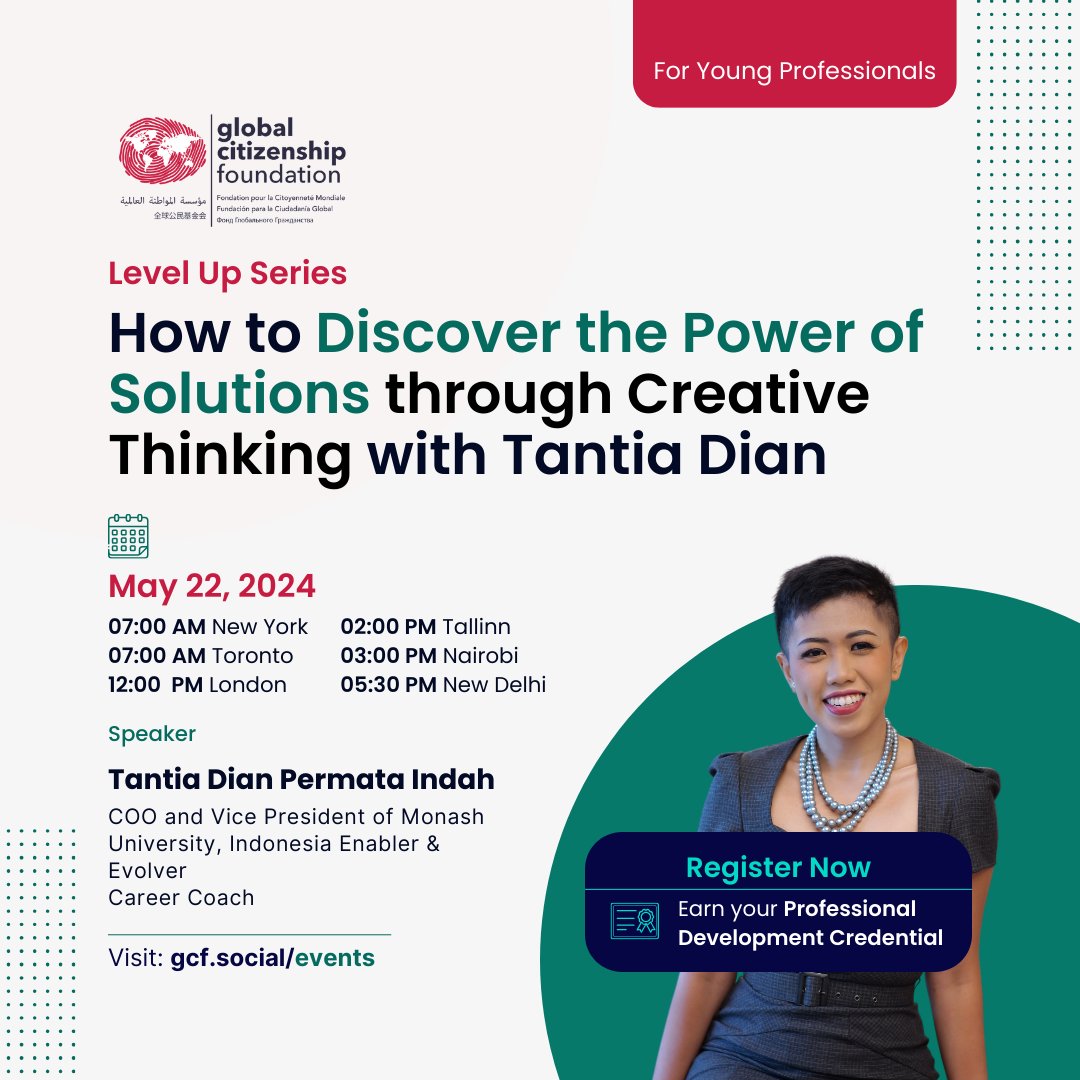 CitizenshipFund's tweet photo. 📢Calling Out Curious People Around The World!
Enroll in our #LevelUp Workshop by Ms. Tantia Dian to improve your creative thinking and problem-solving abilities.
Reserve your spot now: https://t.co/YYJ9zGmrqg
#CreativeThinking #ProblemSolving #MentorInternProgram https://t.co/DR6gKBKOMf