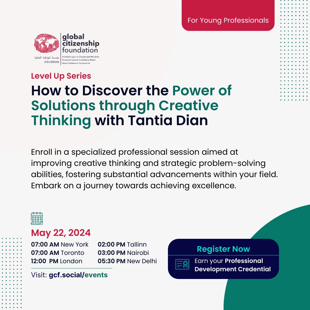 CitizenshipFund's tweet photo. 📢Calling Out Curious People Around The World!
Enroll in our #LevelUp Workshop by Ms. Tantia Dian to improve your creative thinking and problem-solving abilities.
Reserve your spot now: https://t.co/YYJ9zGmrqg
#CreativeThinking #ProblemSolving #MentorInternProgram https://t.co/DR6gKBKOMf