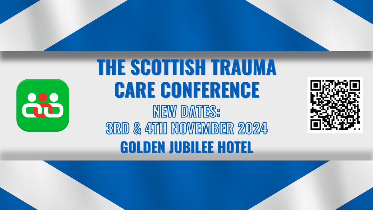 🏴󠁧󠁢󠁳󠁣󠁴󠁿 The Scottish Trauma Care Conference 🏴󠁧󠁢󠁳󠁣󠁴󠁿 
We have made the difficult decision to postpone the Scottish Conference, which was due to happen on 2nd & 3rd June.
We'll now be visiting The Golden Jubilee on 3rd & 4th November, 2024 🗓️ 
Get your tickets: buff.ly/4asFH5B 
🧵1
