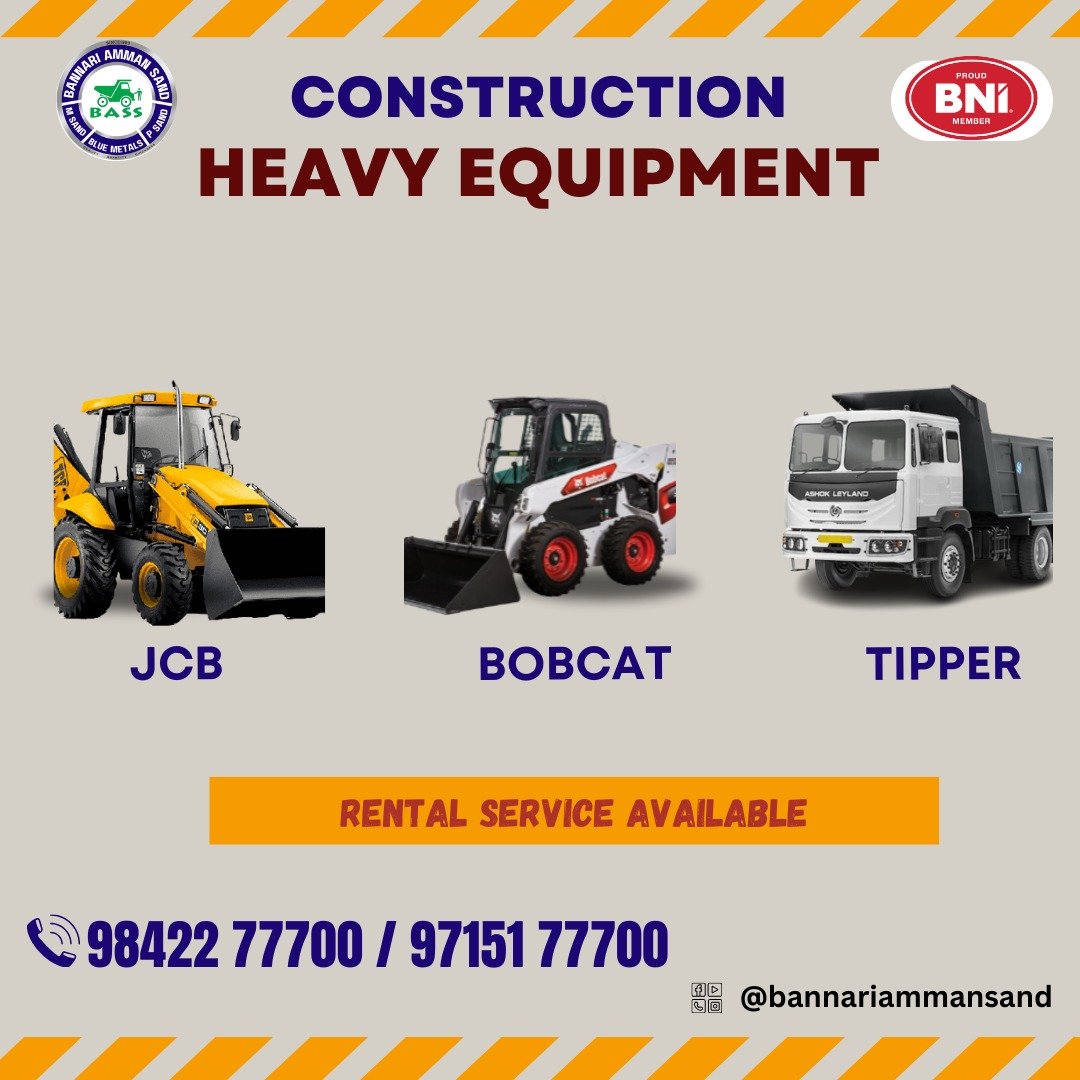 We rent JCB and BOBCAT for basement and gravel filling work. For more detail contact me or what'sapp me 9843150502 #msand #psand #bluemetal #buildingmaterials #20mmjally #40mmmetal #6mmchips #bricks #cement #gravel #bolder #coimbatorediaries #coimbatore