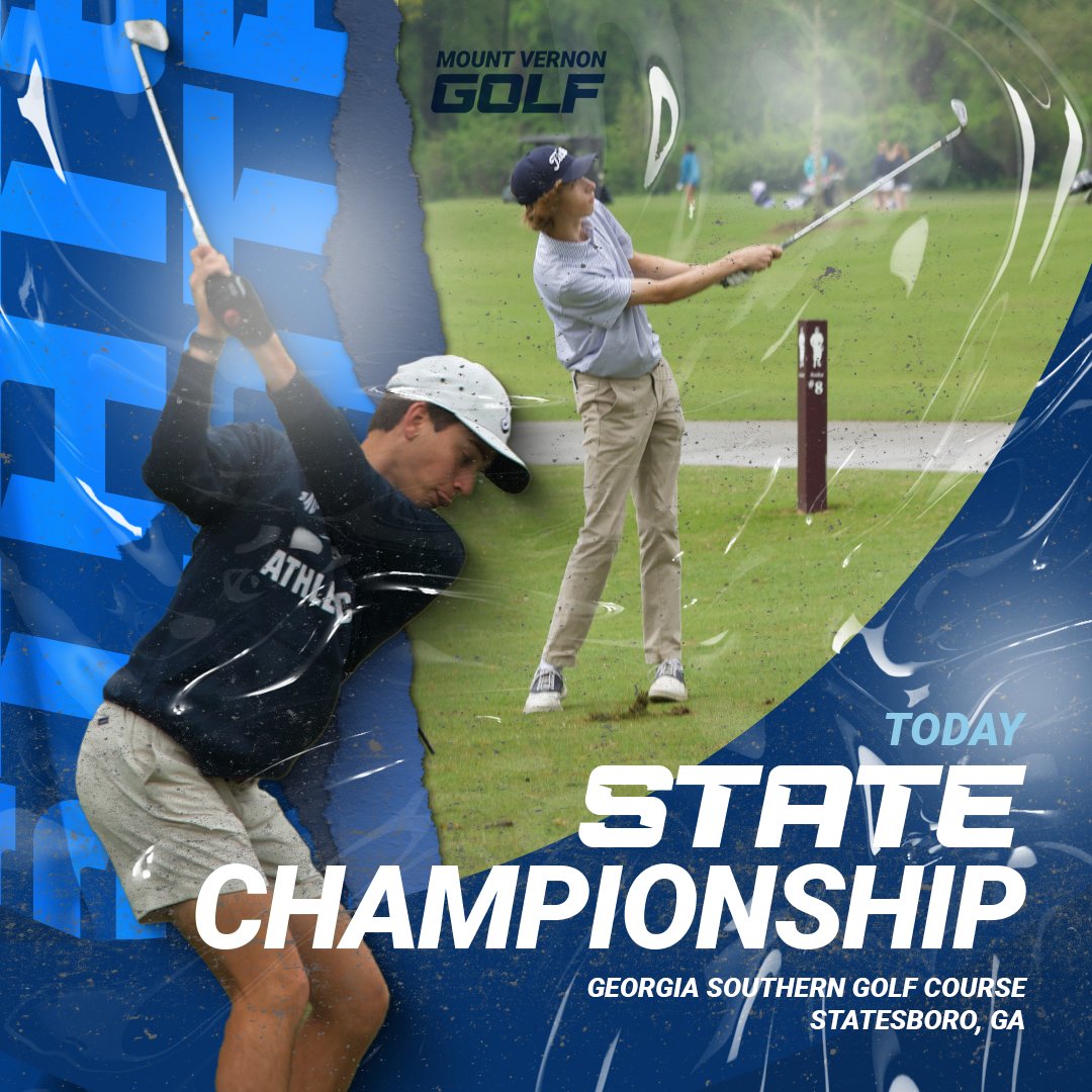 MV_Athletics's tweet photo. It's the final round of the @OfficialGHSA 1A-D1 State Golf Tournament!

Bring it home, Mustangs!

#MVgolf #MVathletics #ImAMustang @TheMVSchool https://t.co/fl66HrhEsx