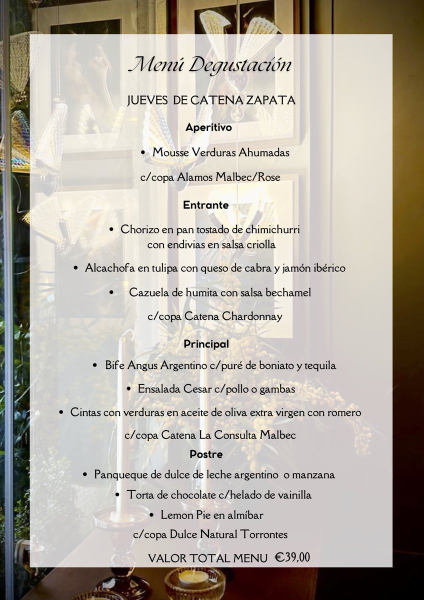 Planazo para los jueves! Casa de Asadores Martín & Santos de Sitges nos invita a disfrutar de un exclusivo menú degustación,patrocinado por la prestigiosa bodega argentina Catena Zapata. 🌟 📅 TLos jueves 📍 Casa de Asadores Martín & Santos ☎️675752914 visitsitges.com/sitges/restaur…