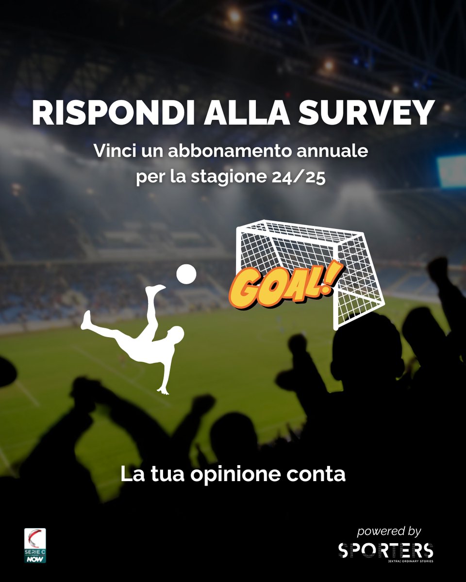 🎫 Vuoi vincere un abbonamento per la stagione 2024/25?

➡ E allora non esitare: partecipa subito alla survey Sporters 🔗 premidacampioni.it/campaigns/3652

#SerieCNOW