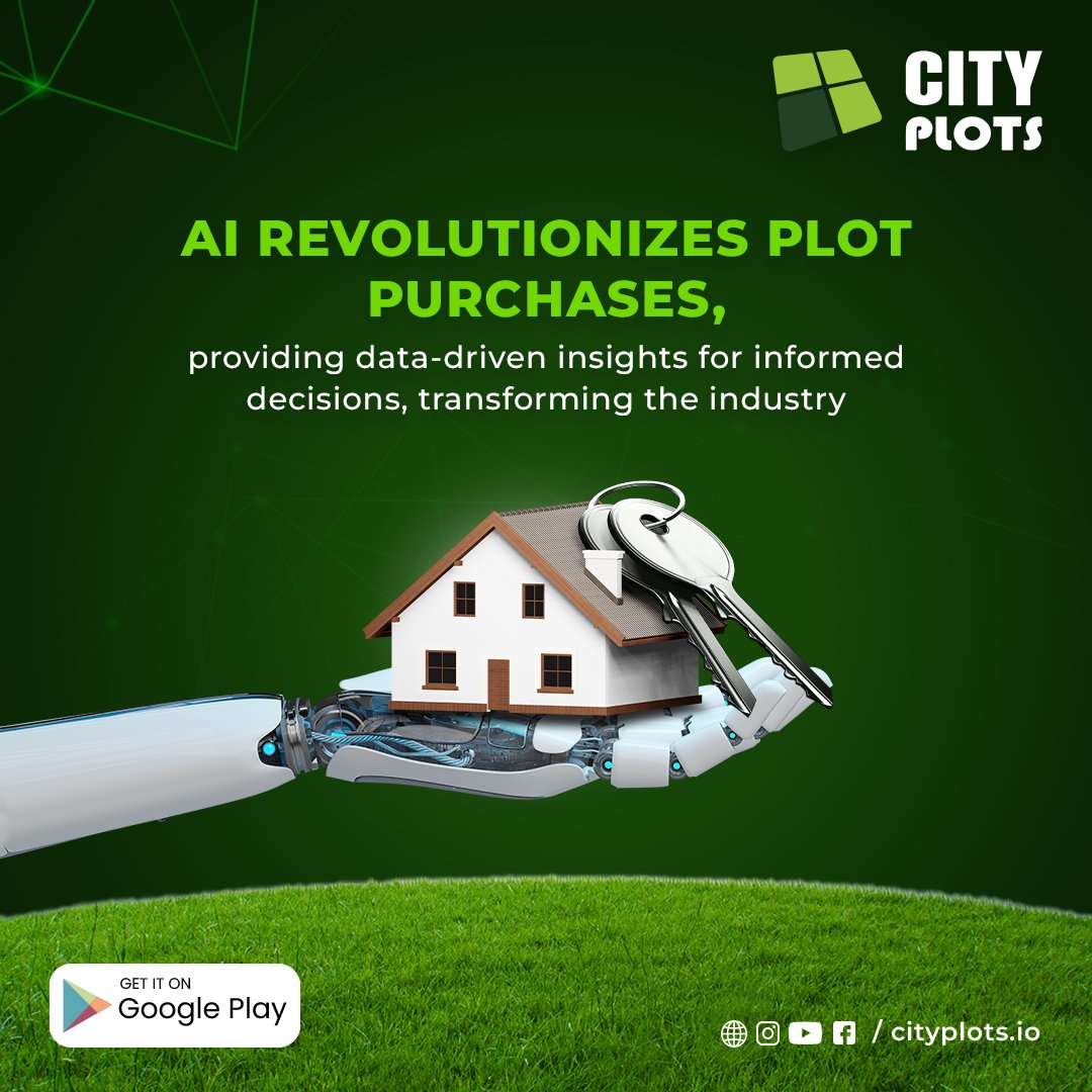 'Revolutionize your plot purchase with AI-driven insights!

#cityplots #app #mobileapp #aidriven #plotsforsale #property #online #buynow #AI #artificialintelligence #easybuy #industry #prime #plots #primelocation #technology