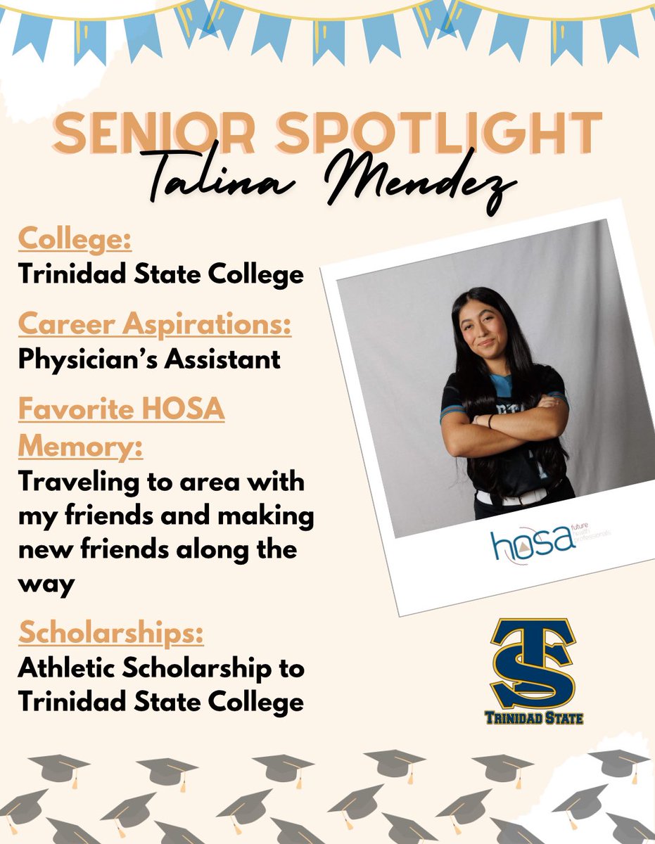 🎓 Senior Spotlight: Talina Mendez Congratulations Class of 2024! We wish you the best on your next journey. 🎉 #HOSA #Classof2024