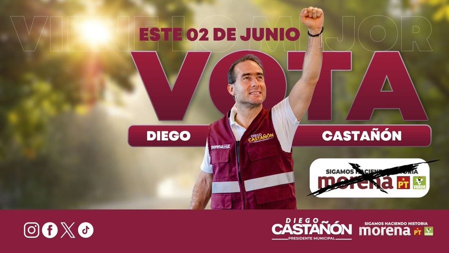Las mejores propuestas son de la 4T: Diego Castañón adelanta fecha del magno cierre de campaña en Tulum dlvr.it/T7BPL2