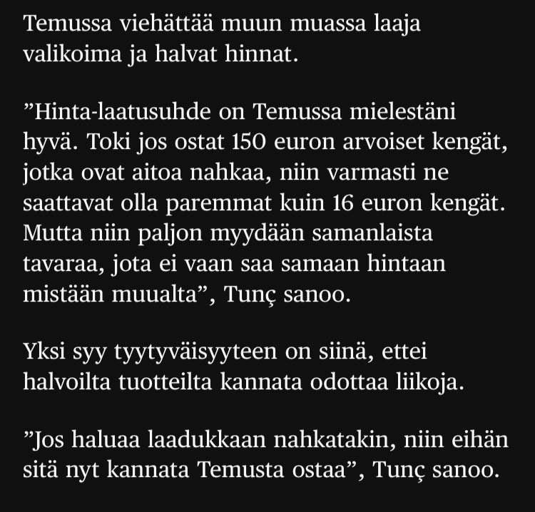 Epäilemättä sieltä Temusta voi ostaa samaa muovista paskaa halvemmalla kuin muualta, mutta oottekos miettineet, että ei tarviis koko ajan olla ostamassa lisää muovista paskaa hs.fi/talous/art-200…