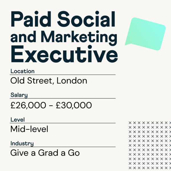 We're hiring! 👈 Interested in working with us at Give a Grad a Go? We're on the lookout for a Paid Social and Marketing Executive with evidence of of previously ran successful Paid Social campaigns and managing budgets. Sounds like you? Apply today!