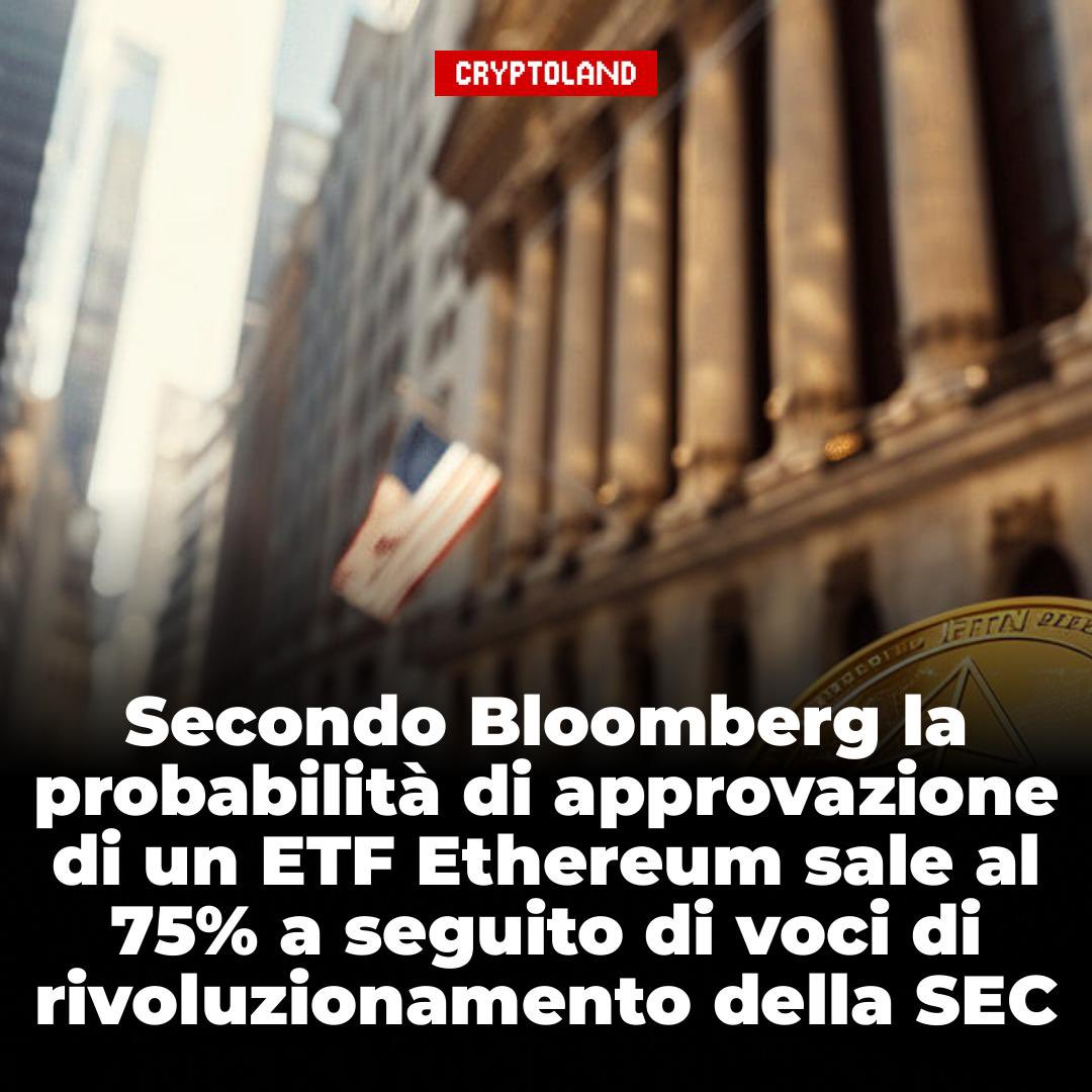 Cryptoland_ita's tweet photo. 🚀 Gli analisti di Bloomberg hanno previsto il 75% di possibilità di approvazione di un ETF Spot su #Ethereum. 

📽 Voci circolano intorno alla Securities and Exchange Commission (SEC). Pare che possa cambiare la sua storica posizione riguardo alle criptovalute.

💼 Gli ETF sono fondi di investimento che replicano l’andamento di un indice di riferimento, come Ethereum.

🚦 La SEC ha il potere di approvare o rifiutare nuovi prodotti finanziari e entro domani e dopodomani dovrà comunicare la sua decisione in merito alle proposte di ETF Spot su Ethereum.

💸 Questo rinnovato senso di fiducia si riflette anche sul prezzo dell’asset. Il token ha registrato un aumento significativo del suo valore nelle ultime ore, una riprova del potere dei rumor. 

🙌 Se la SEC dovesse effettivamente cambiare direzione e approvare un ETF su Ethereum, sarebbe un passo di gigante per l’intero settore.

⏳ Ma attenzione, perché si potrebbe trattare anche della classica dinamica “Buy the rumor sell the news”. Non ci resta che aspettare le prossime mosse della SEC.