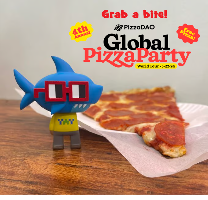 Who is readyto take a bite? #bitcoinpizzaday with <a href="/Pizza_DAO/">PizzaDAO 🍕🏴‍☠️</a> and <a href="/NounWorks/">⌐◨-◨ NounWorks ⌐◨-◨</a>