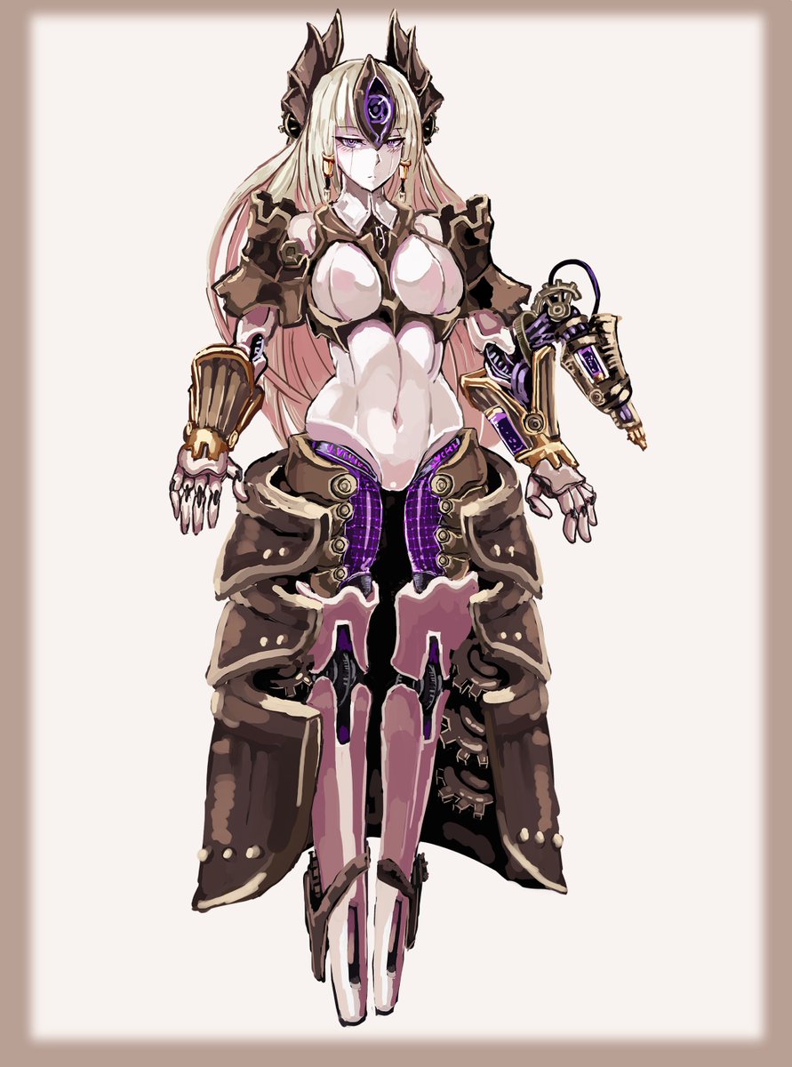 koburatuisut's tweet photo. オートマトンさん
グレムリンさんにチューンナップしてもらい
しっかり魔物娘らしい性格になった娘

上腕に不思議収納された噴射機から
鎮圧用の魔力ガスを噴射できる

また内腿はスキャンセンサーになっており
認証登録した伴侶がここに触れることで
軽い暴走状態になってしまう

#魔物娘図鑑二次 https://t.co/11Dijyozou