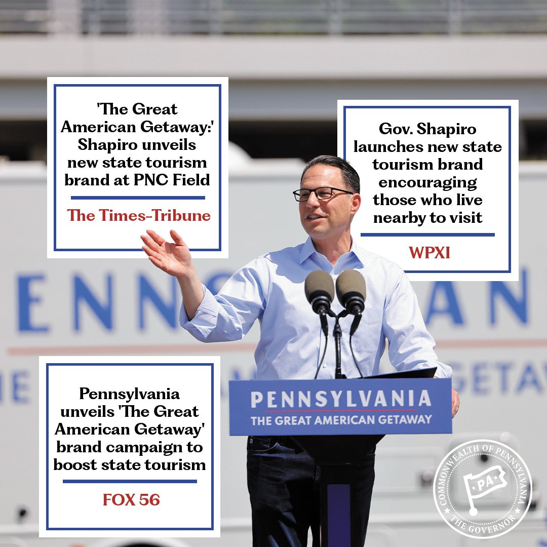 GovernorShapiro's tweet photo. It’s easy to get to Pennsylvania for a weekend trip – and once you’re here, you’ll find there’s something for every member of the family. 
 
 Because Pennsylvania is the Great American Getaway. 
 
And I want the world to know it. https://t.co/YQPqZYftSa
