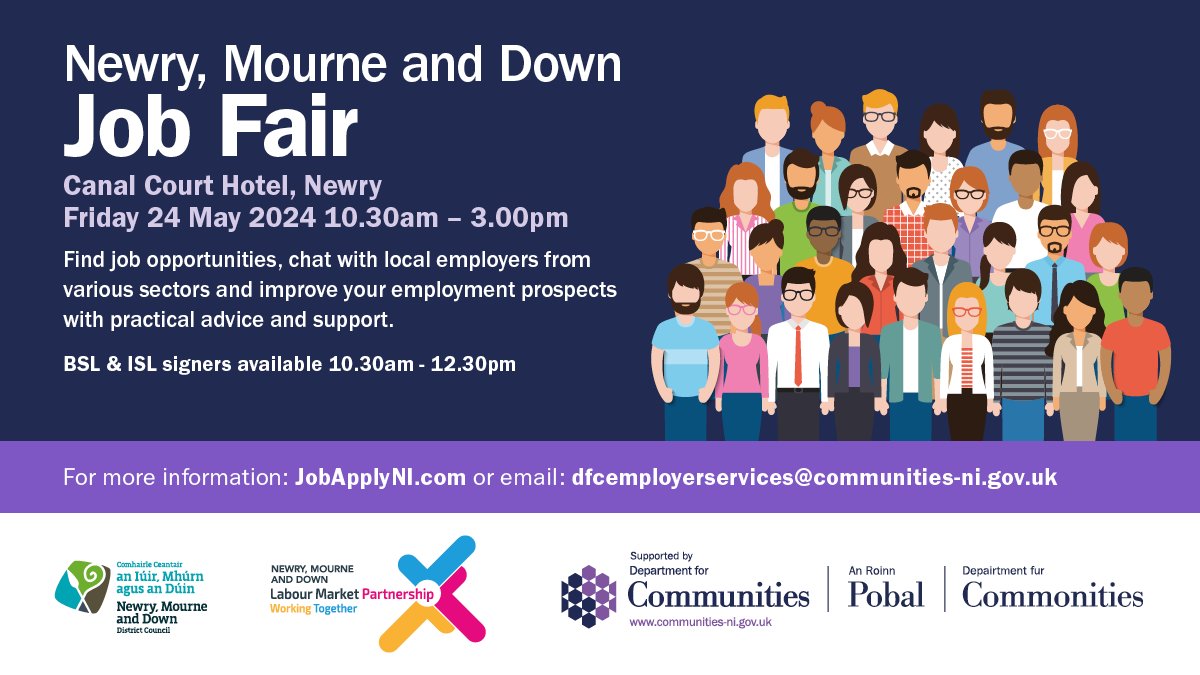 📣Announcing full list of employers exhibiting at NMD LMP Job Fair this Friday 24 May👉newrymournedown.org/nmd-job-fair 🏃Run, don't walk 🆓Free Event ✅No registration required See you there! 😆 #nmdjobfair