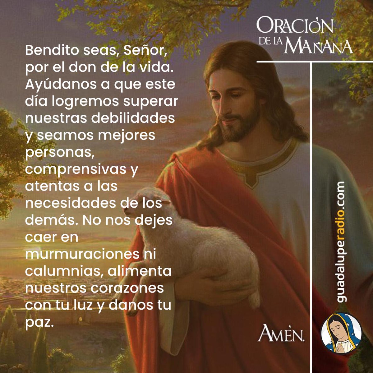 Bendito seas, Señor, por el don de la vida.
#OracionMañana
#GuadalupeRadio