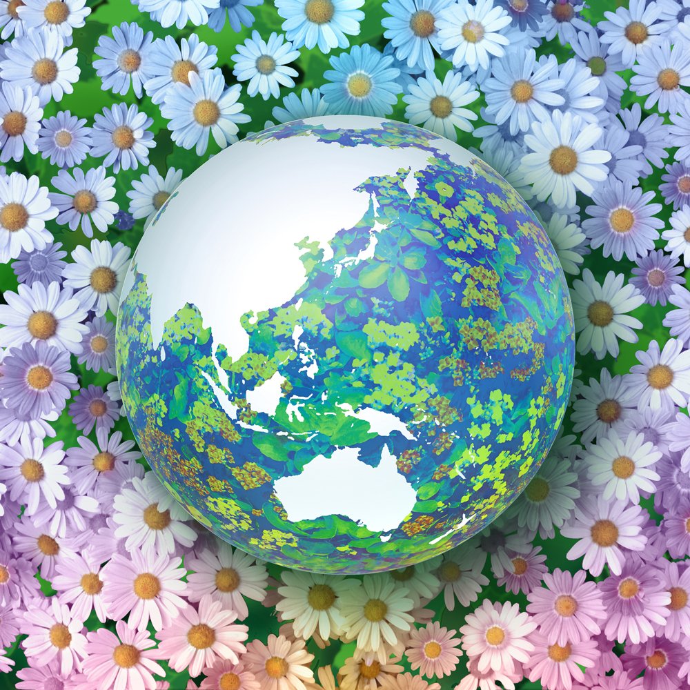 緑の地球と春の花宴

#アート #芸術同盟  #絵描きさん交流会 
#絵描きさんと繋がりたい #花宴 ＃地球 
#美術ネットワーク #artilljp