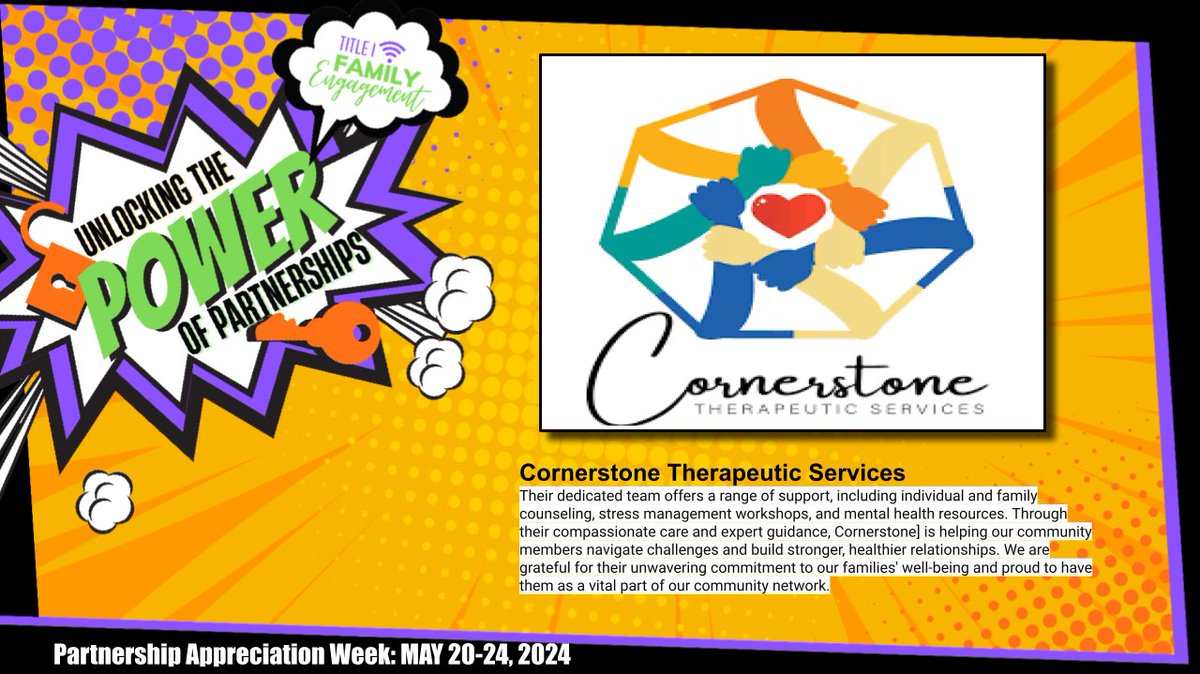 Help us celebrate Community Partner Appreciation Week! First we have Cornerstone Therapeutic Services! #mentalhealth #therapy #757 #weareHCS #kraft #partners #CommunityEngagement