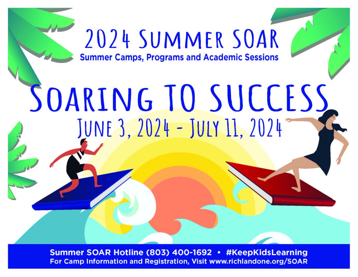 The 2023-2024 school year wraps up in less than two weeks. We want our students to keep learning during the summer. Check out our 2024 Summer SOAR camps, programs and academic sessions. For more information, go to RichlandOne.org/SOAR. #TeamOne #OneTeam #SummerSOAR