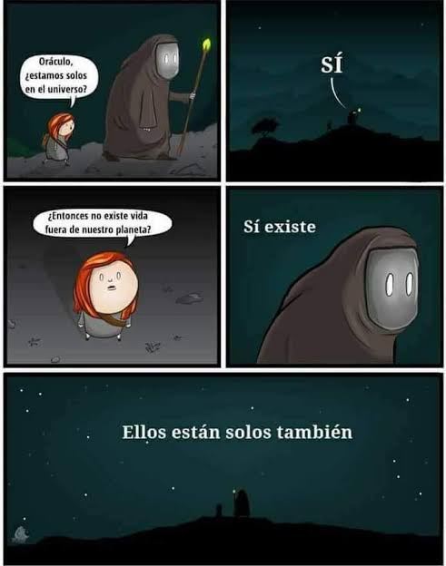 NataliaVartan's tweet photo. Cuando me preguntan si creo que hay otras civilizaciones en el universo, siempre me acuerdo de esta viñeta. Es justo lo que pienso. https://t.co/5MKdmD5lfh
