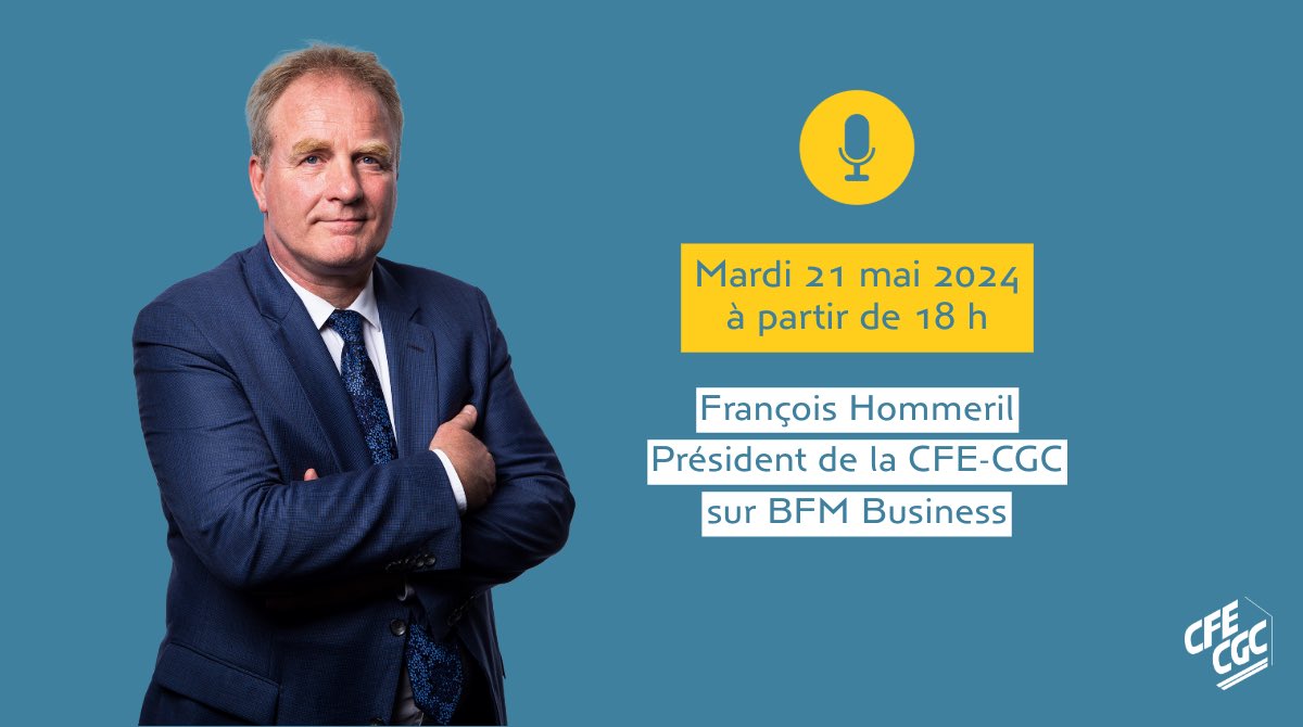 François Hommeril sera l’invité de ⁦@hchevrillon⁩ ce soir à 18h sur ⁦@bfmbusiness⁩ #CFECGC #DansLesMedias