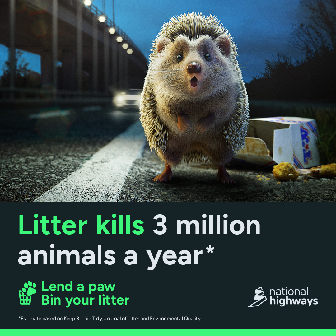 Did you know that discarded litter, including fruit, lures hungry animals like hedgehogs and rabbits onto our roads, where they’re often hit by passing vehicles? #LendAPaw #BinYourLitter
More info: nationalhighways.co.uk/our-work/envir…
@NationalHways