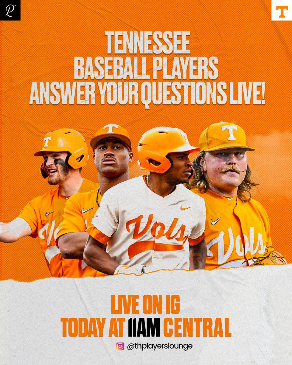 Watch the @Vol_Baseball guys answer fan questions today on our IG! ⚾️🍊 Tune In Today At 11 AM Central 👇 instagram.com/thplayersloung…