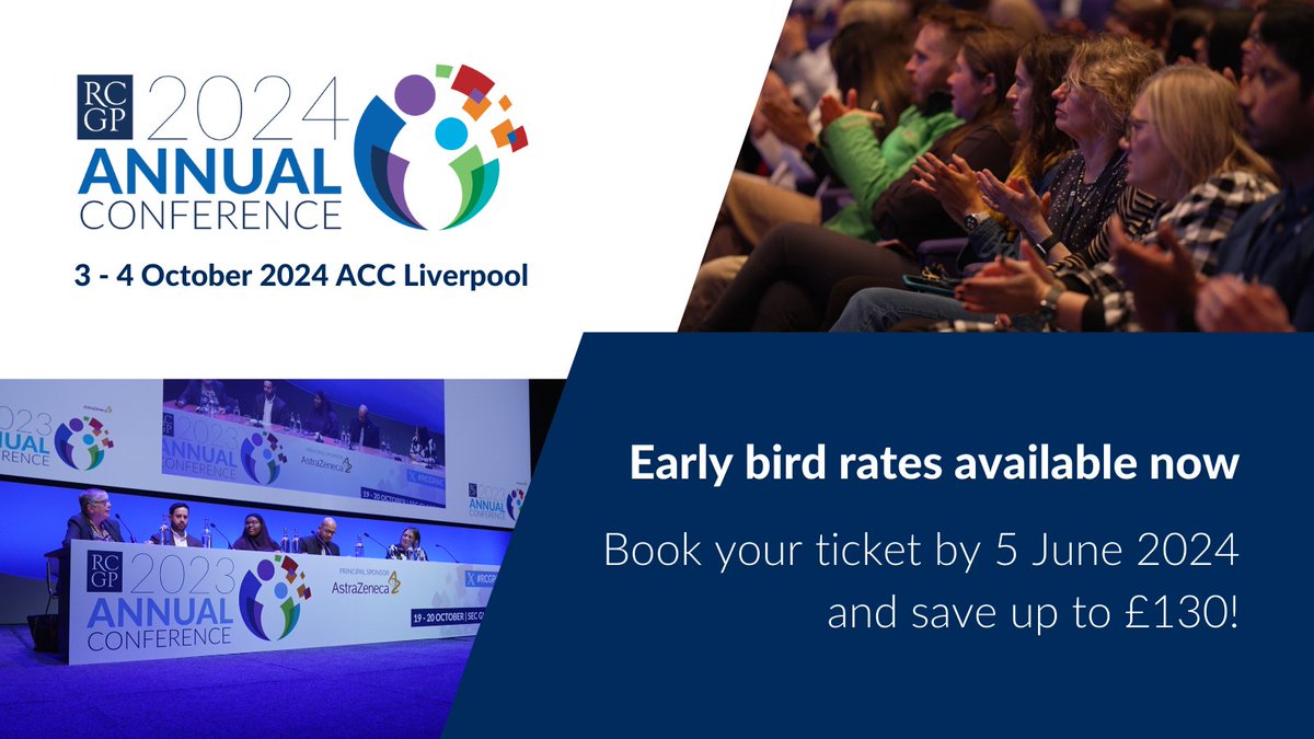 Have you seen our Annual Conference 2024 programme? This year you can expect 60+ top-rated sessions chosen in a peer-reviewed process by experienced GPs, and more! Save up to £130 with early bird tickets until 5 June ➡️ rcgpac.org.uk #RCGPLearning #RCGPAC24 @RCGPAC
