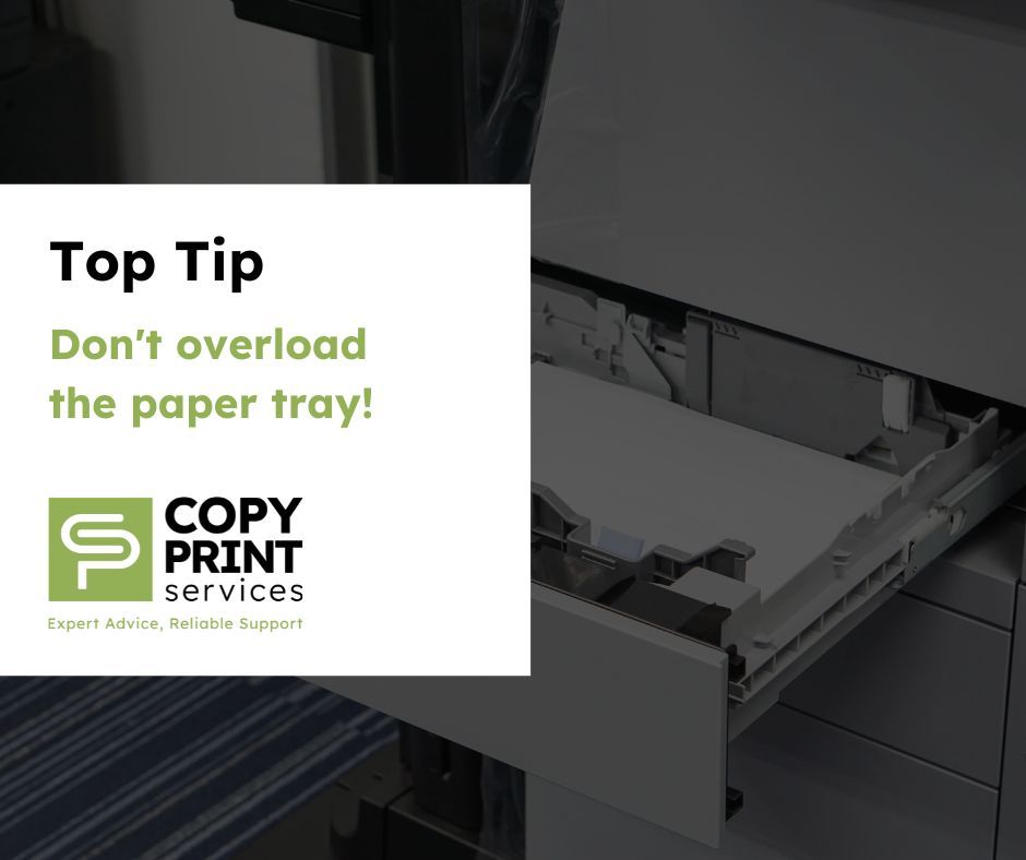 TOP TIP!

Don’t overload the paper tray ⚠

Overloading is a guaranteed way to cause a paper jam as the copier will have trouble feeding the paper into the machine.  

Follow for more tips on how to effectively manage your printers and machines! 🖨

#printingtips #print #SMEs