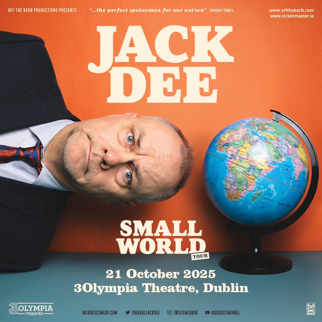 Comedian, actor, presenter and actor @TheRealJackDee makes his Irish return when he brings his show 'Small World' to Dublin's @3olympiatheatre on 21 October 2025 🌎 🎫 Tickets on sale this Thursday at 11am bit.ly/4bOUisX