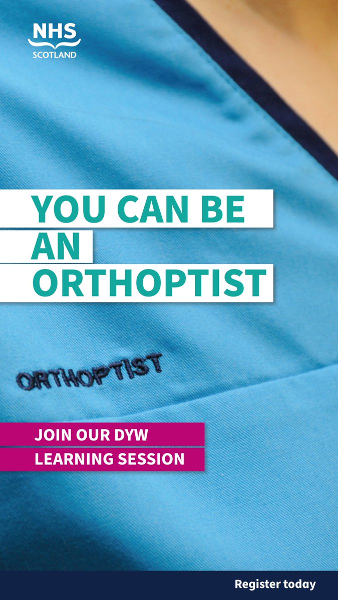 Calling all Schools! 📢You can become an Orthoptist! Register for our online information session, to discover a career as an orthoptist in the NHS. ⭐️Click the link to get involved 📲e-sgoil.com/dyw-live-cours… #NHSScotlandCareers #WorldOrthoptistDay