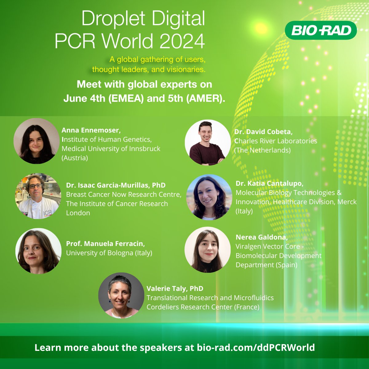 Join us on June 4th-5th for ddPCR World 2024, where top scientists and experts will share insights. Learn about their research and engage with them in real-time during our LIVE Q&amp;A sessions. Register today: ow.ly/zwCi50RzYo4
