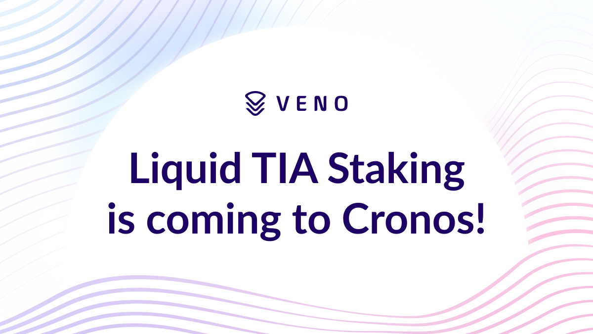 VenoFinance's tweet photo. We are excited to announce that we are bringing liquid TIA staking on @cronosapp 🎉

You can soon stake @CelestiaOrg 's TIA to obtain LTIA, which can be used freely in the Cronos ecosystem to earn more yield 🌏

🗓️ May 22 08:00am UTC

Mark the date and get ready! #crofam https://t.co/lCNhgCKzSG