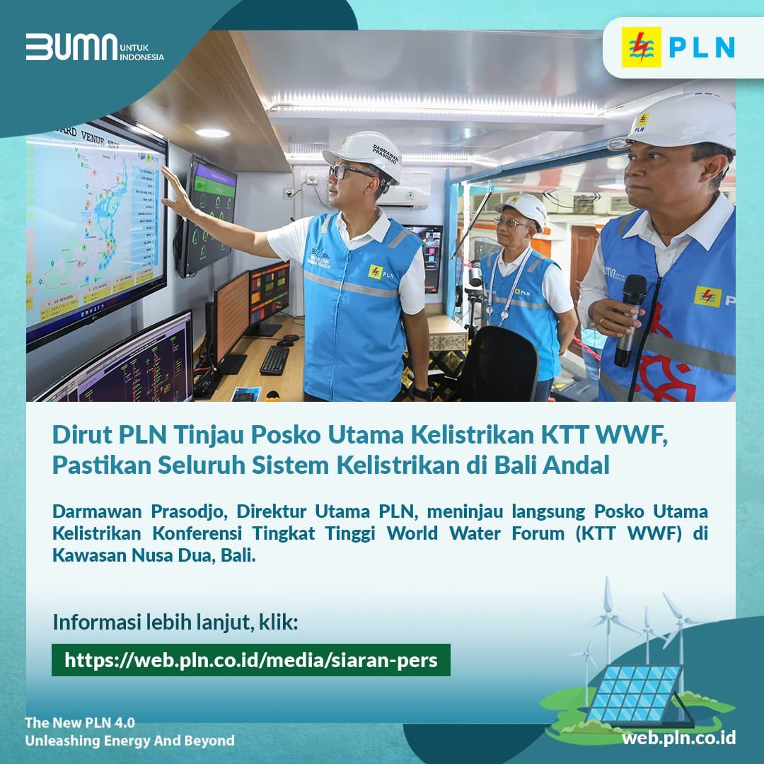 Demi nama baik Indonesia PLN cek dengan baik sistem kelistrikan KTT WWF, suaya acaranya berjalan dengan lancar tanpa ada kendala.
#PLNuntukIndonesia

Gus Zizan #SM_BOYCOTT_GENOCIDE